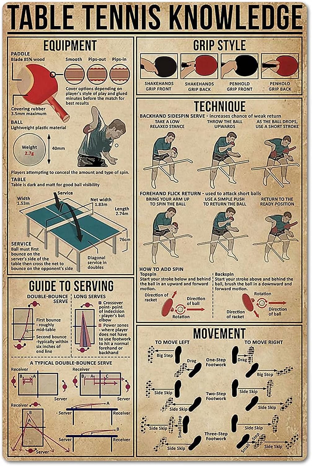 ملصق معرفة تنس الطاولة، لافتة  - مراجعة Table Tennis Knowledge Poster وسعره